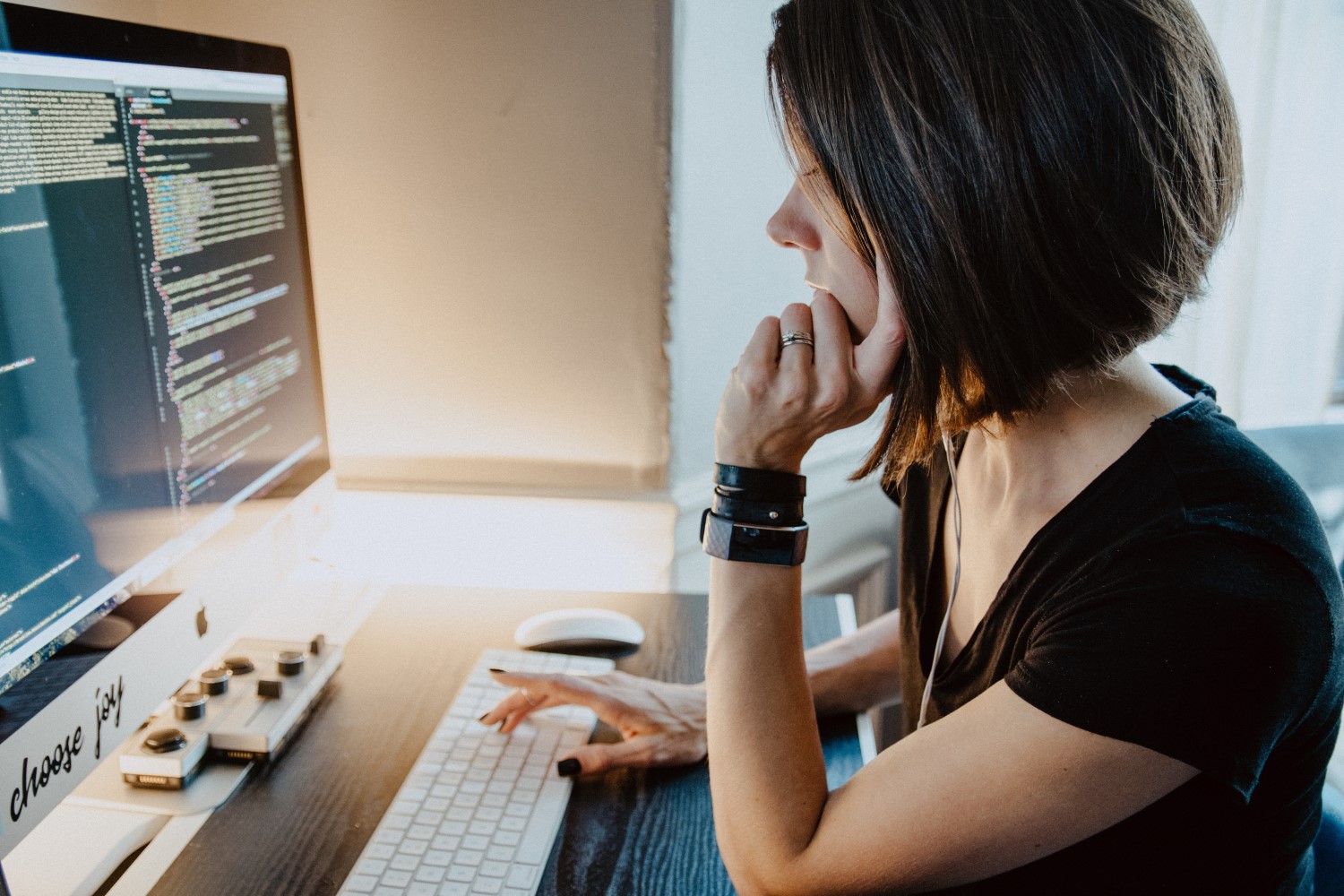 Woman Coding On Computer