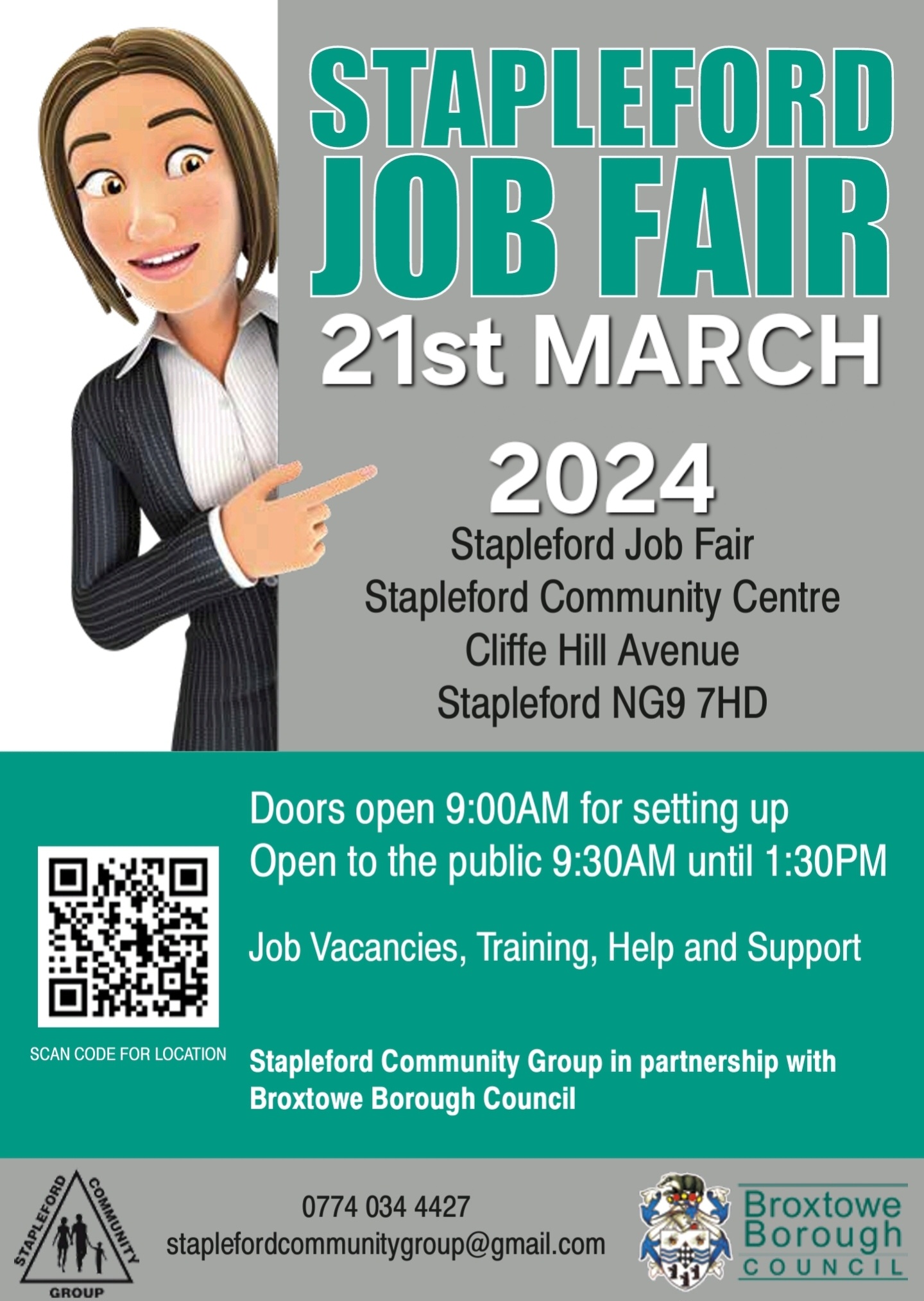 Stapleford Jobs Fair Poster 21 March 2024